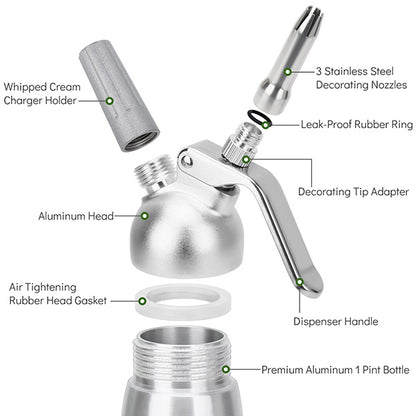 Aluminium Whipped Cream Dispenser 1 Pint / 500ML